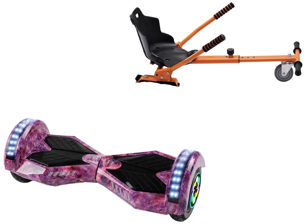 8 Zoll Hoverboard mit Standard Sitz, Transformers Galaxy Pink PRO, Maximale Reichweite und Orange Hoverboard Sitz, Smart Balance