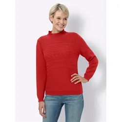 Stehkragenpullover CLASSIC BASICS "Stehkragen-Pullover", Damen, Gr. 44, rot, 100% Baumwolle, unifarben, Langarm, Pullover