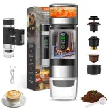 Trywise Tragbare espressomaschine Kaffeemaschine, 3-in-1 Reisekaffeemaschine, Elektrische Heizung, Wiederaufladbare 12V Kaffeemaschine, Kompatibel mit Espressokapseln und gemahlenem Kaffee (Schwarz)
