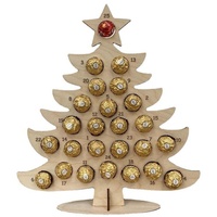 RUSTOO Weihnachten 24 Tage Countdown-Kalender, Holz-Adventskalender, Weihnachtsfeier-Schokoladenständer, Elch-/Weihnachtsbaum-Form-Design, dekorative Ornamente