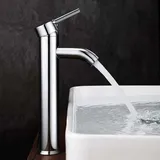 Amxcnoy Waschtischarmatur, Hohe Mischbatterie Für Waschbecken Oder Waschtische, Verstellbare Mischbatterie Für Warm- Und Kaltwasser, Verchromtes Messing (silbergrau).