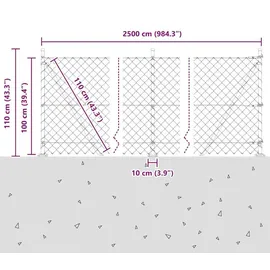 vidaXL Zaunpfosten 1100 x 25 m Grün/Stahl