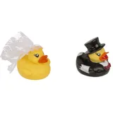 Witzige Badeente in verschiedenen Motiven, Lustige Quietscheente für Erwachsene & Jugendliche, Deko Gummiente als Party-Gag & Geschenk (Fußball, Geburtstag, Hochzeit, Cowboy, Polizei) (Brautpaar)