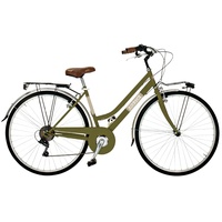 Airbici 603AC Damenfahrrad Citybike 28 Zoll | Fahrrad Damen Retro Cityräder City Bike 6-Gang, Stahlrahmen, Schutzbleche, LED-Licht und Gepäckträger | Fahrrad für Mädchen und Damen (Oase grün)