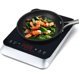 COOKTRON Induktionskochplatte, Induktionskochfeld 1 Platte 2000W, 29cm Einzel Kochplatte, Tragbares Induktionskochfeld, 10 Temperaturstufen, 4-Stunden-Timer, Touch-Steuerung, Booster-Funktion