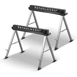 STAHLWERK Sägebock 2er Set 500 kg Universal Arbeitsbock Klappbock Gerüstbock