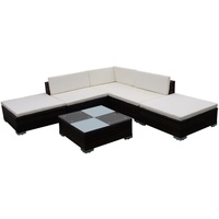 vidaXL 6-tlg. Garten-Lounge-Set mit Auflagen Poly Rattan Braun