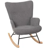 Mendler Schaukelstuhl HWC-N14, Schwingstuhl Relaxsessel Fernsehsessel, Massiv-Holz Metall Stoff/Textil 320g/m2 ~ dunkelgrau