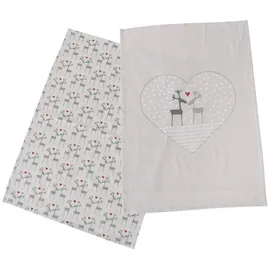 Boltze 2er-Set: Geschirrtücher "Lovelies" in Grau/ Beige - (L)70 x (B)50 cm | Gr.: onesize