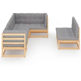 vidaXL 7-tlg. Garten-Lounge-Set mit Kissen grau