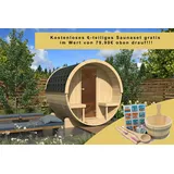 Finn Art Blockhaus Fasssauna Alvi 1, Schindeln rot, Outdoor Gartensauna, ohne Ofen, Bausatz rot