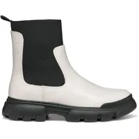 GEOX J Junette Girl C Chelsea Boot, LT Ivory/Black,