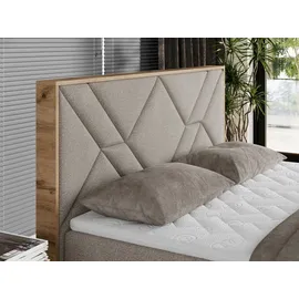 MKS Meble Boxspringbett 180x200 mit Bettkasten, Polsterbett 180x200 mit Matratze H3, Boxspringbett 180x200 mit Kopfteil, Boxspringbett mit Massivholz - Gunar... - Beige