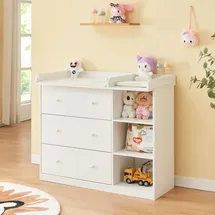 [en.casa] Wickelkommode 'Beldinupp' mit abnehmbarer Wickelaufsatz 93 x 110 x 55 cm Weiß - Weiß