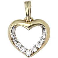Jobo Herzanhänger 333 Gold bicolor mit 9 Zirkonia