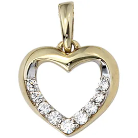 Jobo Herzanhänger 333 Gold bicolor mit 9 Zirkonia