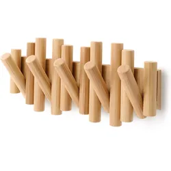UMBRA Wandgarderobe PICKET mit 5 klappbaren Haken Kiefernholz natur