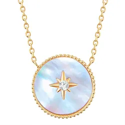 Valero Pearls Halskette Edelstahl Preciosa Perlmutt in Gelbgold Ketten   Damen 