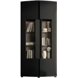 Mirjan24 Vitrine, Schwarz, Holzwerkstoff, Rechteckig, 87x180x47 cm, Wohnzimmer, Wohnwände, Vitrinenschränke