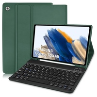 Samsung Galaxy Tab A8 Hülle mit Tastatur, QWERTZ Deutsches Bluetooth Tastatur Hülle, Schutzhülle mit Pencil Halter Abnehmbare Tastatur für Samsung Tab A8 10,5'' 2021 SM-X200/ X205/ X207-Dunkelgrün
