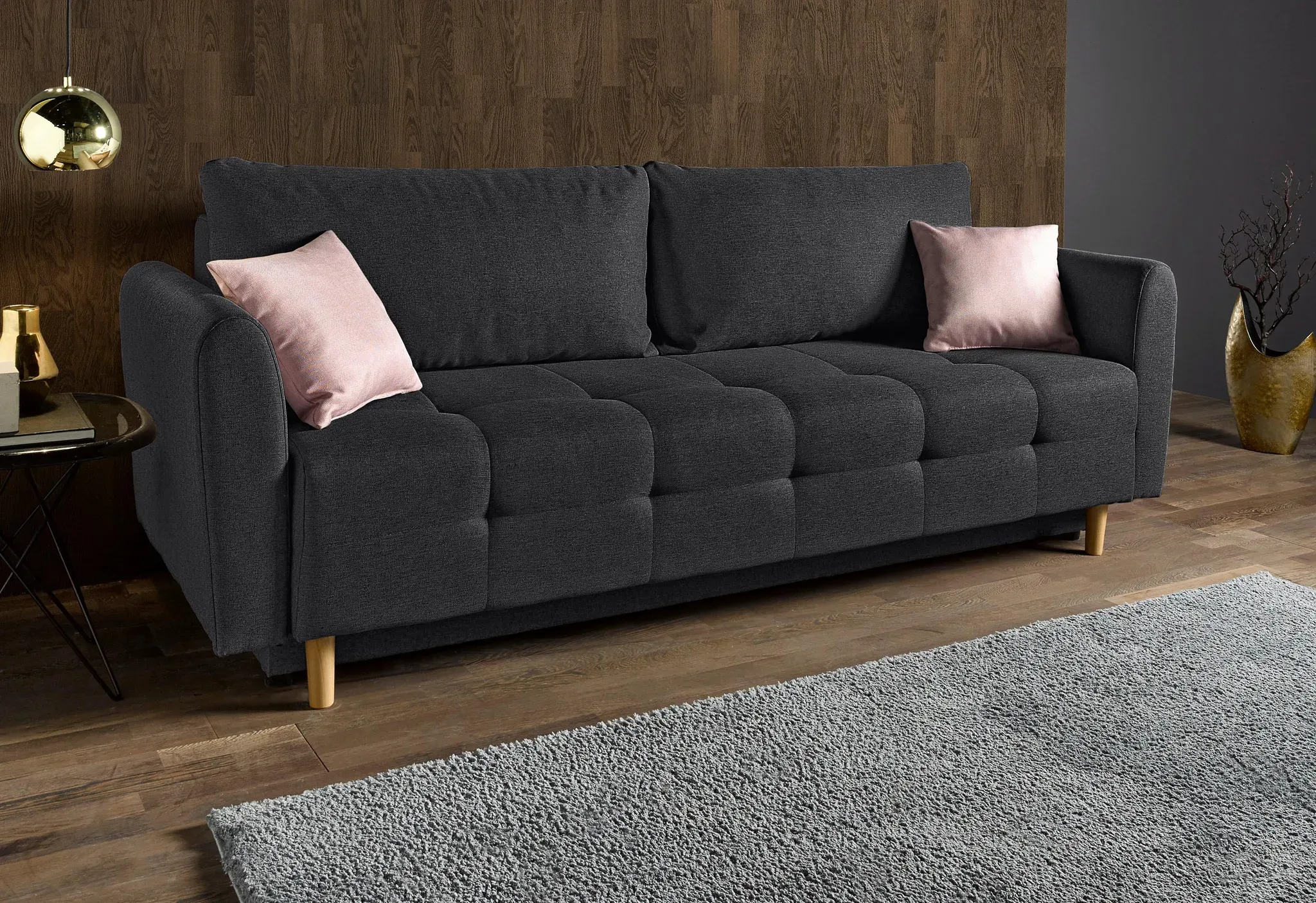 INOSIGN Schlafsofa Nordic, inklusive Bettkasten und Zierkissen INOSIGN anthrazit