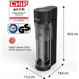 Sodapop Logan schwarz matt + 2 Flaschen 0,85 l + Flasche 0,6 l + Zylinder