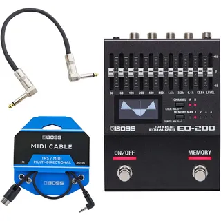 Boss EQ-200 graphischer Equalizer + BMIDI-1-35 TRS-MIDI Kabel + keepdrum Patchkabel