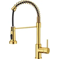 luxuskollektion FORIOUS Wasserhahn Küche mit Herunterziehen Brause Gebürstetes Gold