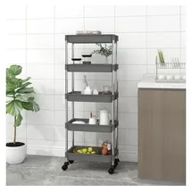 vidaXL Küchenwagen 5 Etagen Grau 42x29x128 Cm Eisen Und Abs Vidaxl