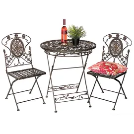 DanDiBo Ambiente DanDiBo Sitzgruppe Eisen Garten Antik Bistroset AVIS Bistrotisch mit 2 Stühlen klappbar Metall Gartentisch