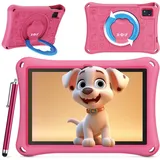 XGODY Kids Tablet 10 Zoll - Android 13 12GB RAM + 128GB ROM Tablet für Kinder mit Eva stoßfestem Gehäuse, iWawa APP vorinstalliert mit elterlicher Kontrolle Kleinkind Tablet, 7000mAh(Rot)