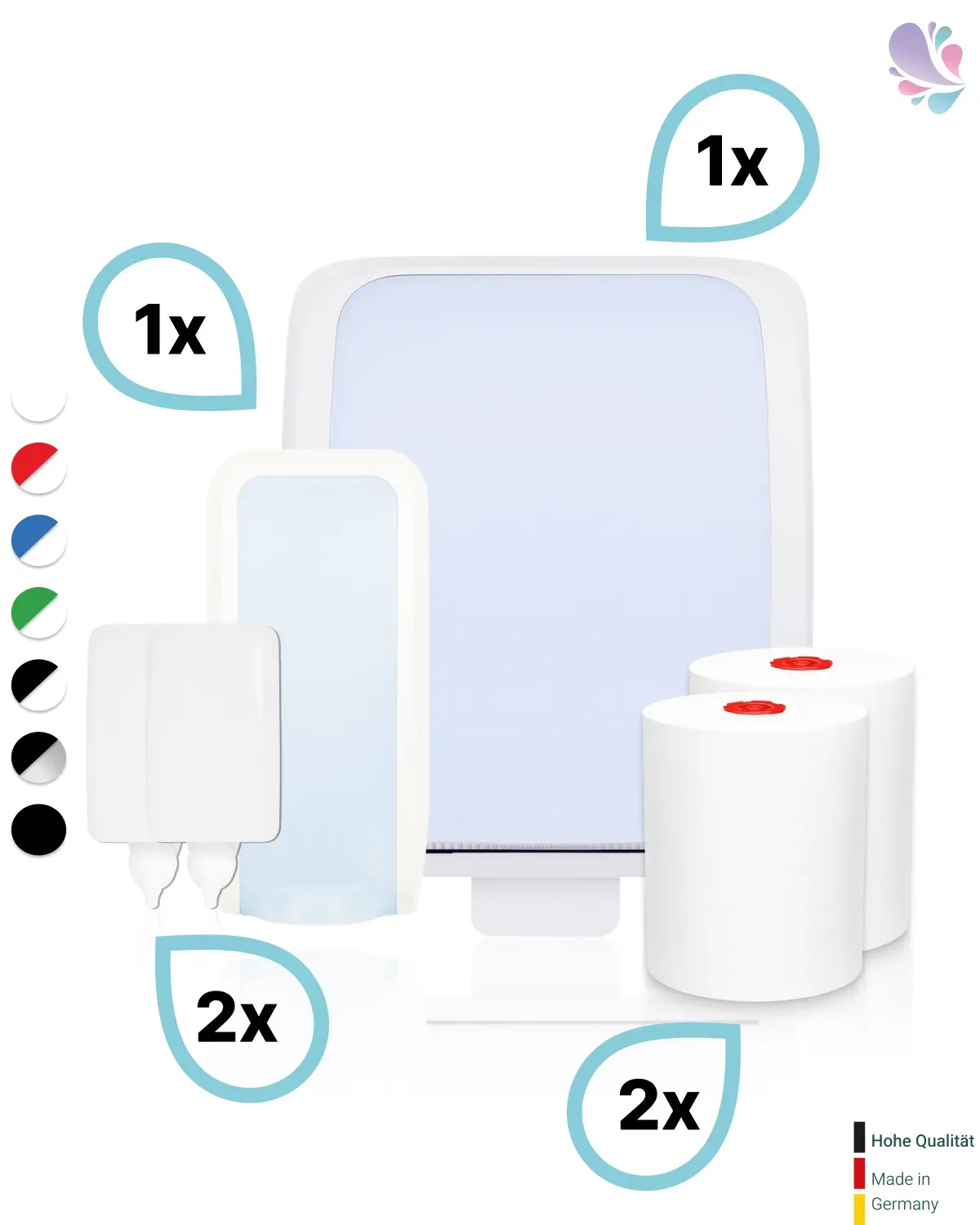 KOMPLETT-SET Waschraum MANUELL: Handtuchrollenspender AUTOCUT + 2 TAD Handtuchrollen + Schaumseifenspender MANUELL+ 2 Kartuschen