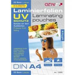 GENIE Laminierfolien DIN A4 UV beständig, 125 Mikron, 25er Pack