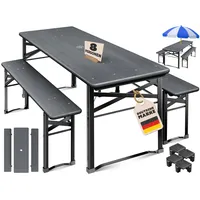 KESSER® Bierzeltgarnitur 3-TLG., Festzeltgarnitur klappbar, Biertisch mit 2 Bierbänken, Gartenmöbel Set Holz, Partygarnitur, Sitzgarnitur, wetterfest, stabil, 170x46x75cm, 12-TLG. Bodenschoner