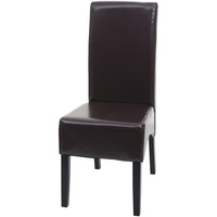 Esszimmerstuhl Crotone, Küchenstuhl Stuhl, Leder ~ braun, dunkle Beine