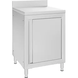 DELUKE® Edelstahl Arbeitsschrank mit Aufkantung LEDO 60x60x96cm, Mit Staufach, Edelstahl Gastro-Arbeitstisch Arbeitsfläche Gastro-Küchenschrank