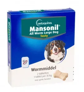 Mansonil All Worm Large Dog Tasty voor de hond  2 tabletten