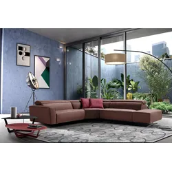 Ecksofa EGOITALIANO, rosa (rosabraun), B:314cm H:96cm T:284cm, Leder CAREZZA (echtes Rindsleder) ist ein Naturleder, dass die ursprünglichen Eigenschaften der Haut nicht verändert. Das Vorhandensein von verheilten Narben, Körnungsunterschiede, Falten, Adern, Unterschiede in den Farbtönen und andere Spuren, die die Natur auf diesen Fellen hinterlassen hat, sind ein Beweis für die absolute Echtheit und das Zeugnis ihres großen Wertes., Sofas, mit Relaxfunktion und verstellbaren Kopfteilelementen
