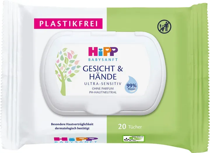Hipp Baby Sanfte Feuchttücher für Gesicht und Hände, 20 Stück