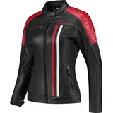 Rusty Stitches Alice Damen Motorrad Lederjacke, schwarz-weiss-rot, Größe 46