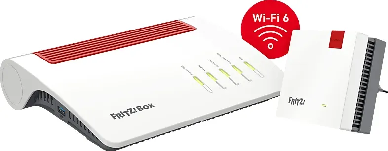 AVM FRITZ!Box 7590 AX + FRITZ!Repeater 1200 Wi-Fi 6 WLAN-Mesh-Router 3600 Mbit/s