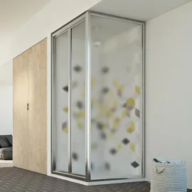 Idralite Urban Duo Duschkabine mit Falttür 90 x 75 cm ESG-Strukturglas