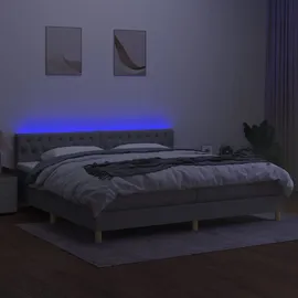 vidaXL Boxspringbett mit Matratze & LED Hellgrau 200x200 cm Stoff