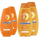 Schauma Schwarzkopf Shampoo Superfruit & Glanz (2x 400 ml) stärkt normales Haar, Glanz-Shampoo mit Superfruit-Extrakt & Spülung (2x 250 ml) vitalisierende Haarspülung