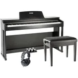 Fame Digitalpiano Set, DP-3000 BK, 88 Tasten, Hammermechanik, 20 Sounds, 128-fache Polyphonie, integrierter Effektprozessor, Klavierbank, Kopfhörer, Notensammlung, Schwarz.