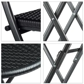 Relaxdays Bastian Set 3-tlg. Tisch Ø 60 x 75,5 cm schwarz klappbar