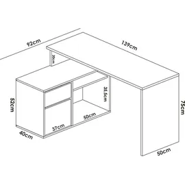 Dmora Schreibtisch Gardena Weiß