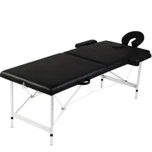 vidaXL Massageliege Klappbar 2-Zonen mit Aluminiumgestell Schwarz