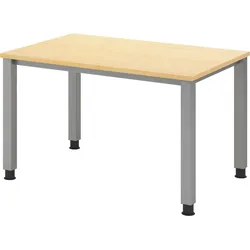 bümö manuell höhenverstellbarer Schreibtisch 120x80 cm in Ahorn - PC Tisch höhenverstellbar & klein, höhenverstellbarer Tisch Büro, kleiner