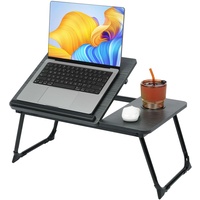 EDWINENE Laptop-Tisch, Laptop-Betttisch,Laptoptisch fürs Bett ,Betttisch mit klappbaren Beinen, Faltbarer und höhenverstellbarer Betttisch mit Getränkehalter für Sofa, Sessel beim Arbeiten, Lernen